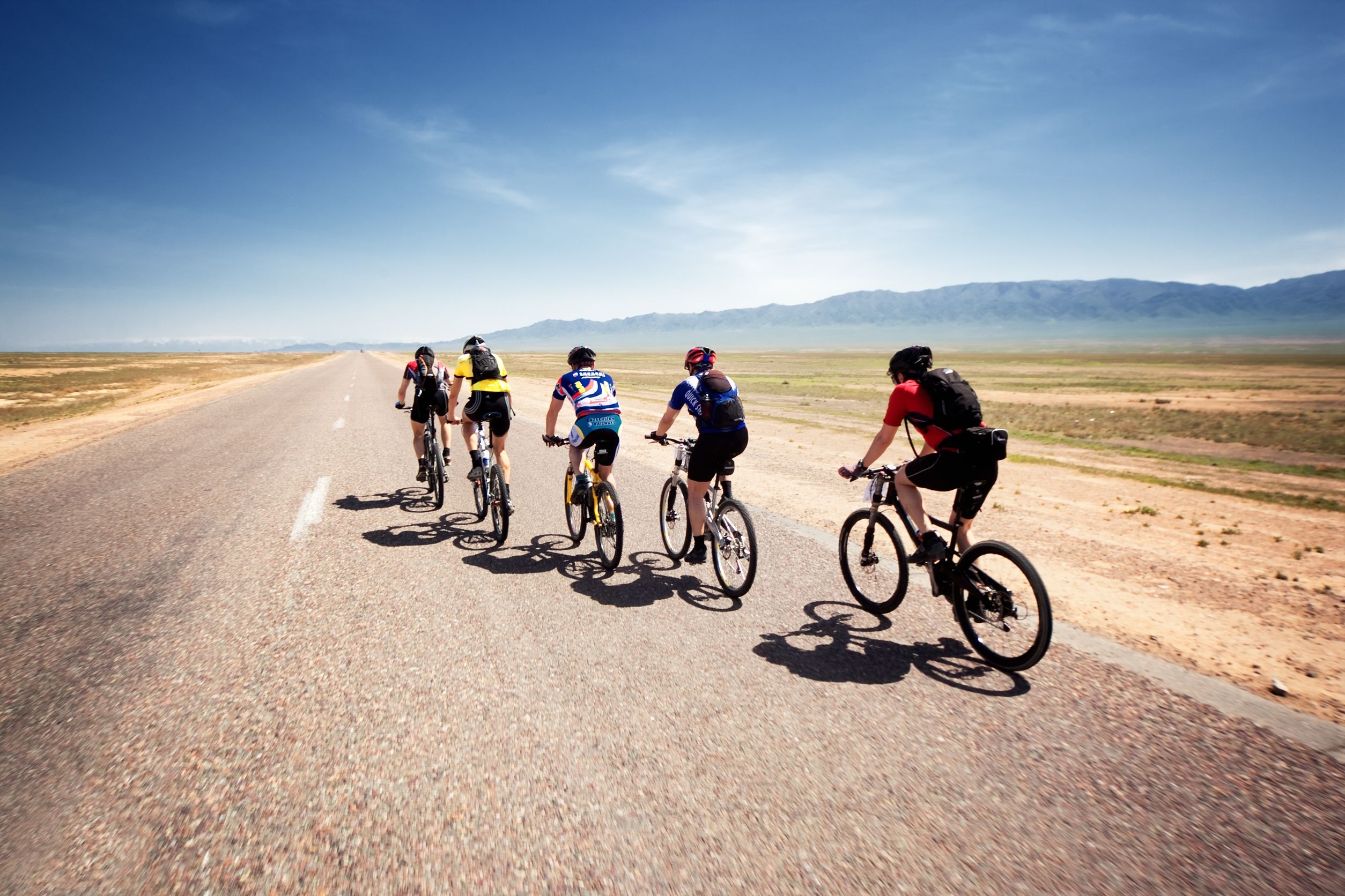 ALMATY, KAZAKHSTAN - May 1- Adventure mountain bike cross-country marathon in desert