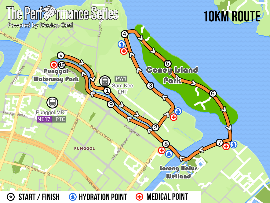 The 10km race route. Credit to The Performance Series.