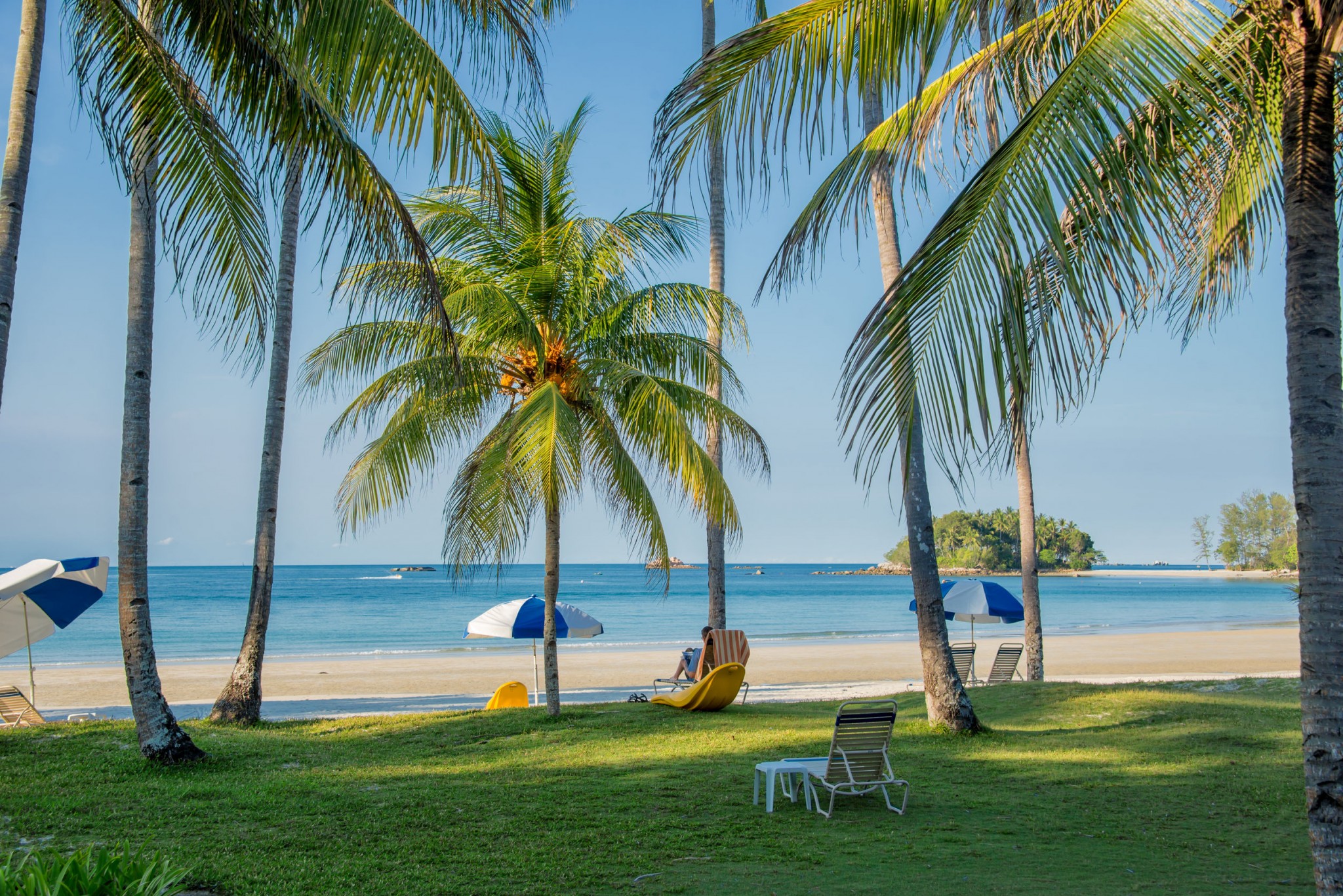 Bintan Tropical beach landscape with palm trees