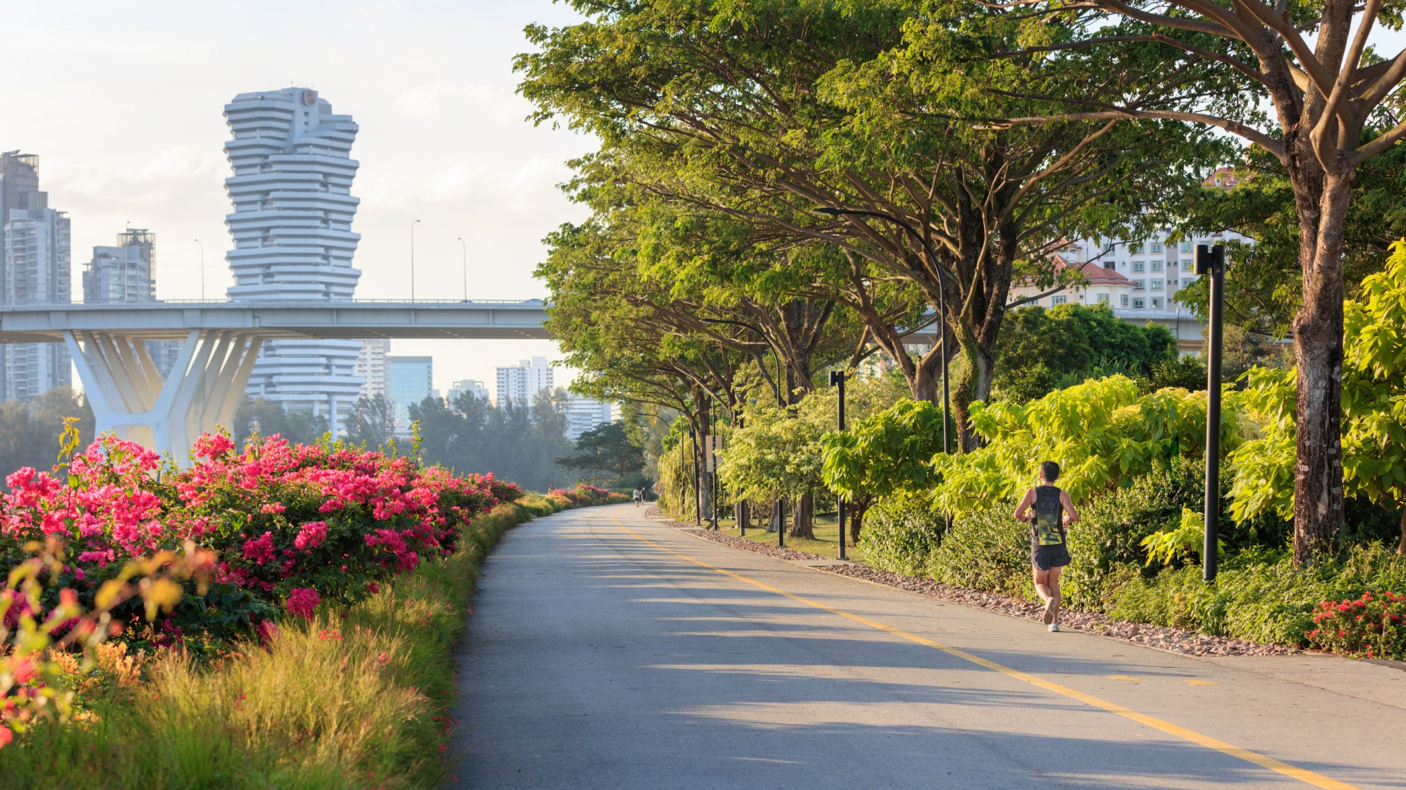 Marina Bay East park at sunset