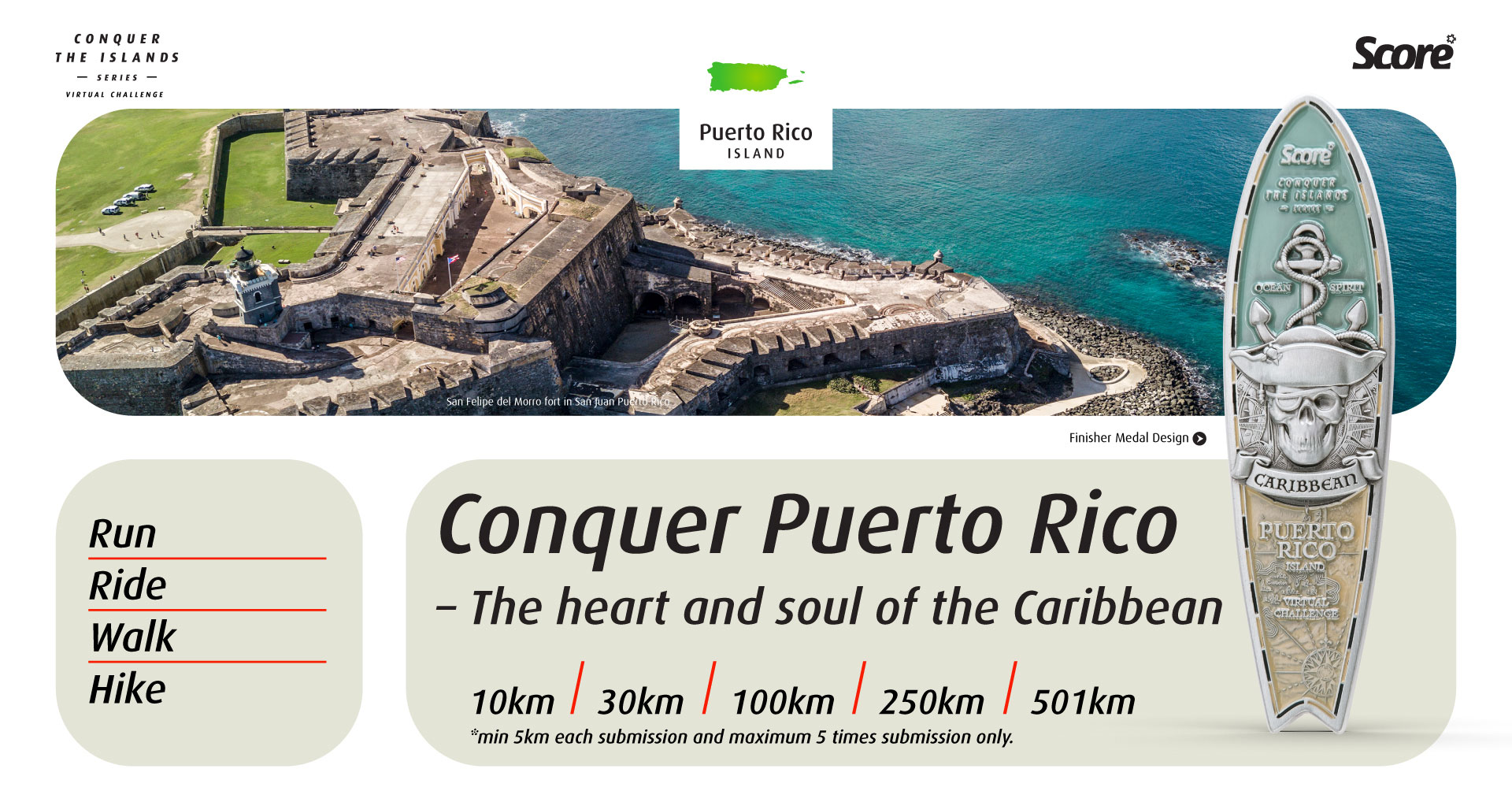 Logo of Conquer Puerto Rico Virtual Challenge – Run / Ride / Walk / Hike 2021