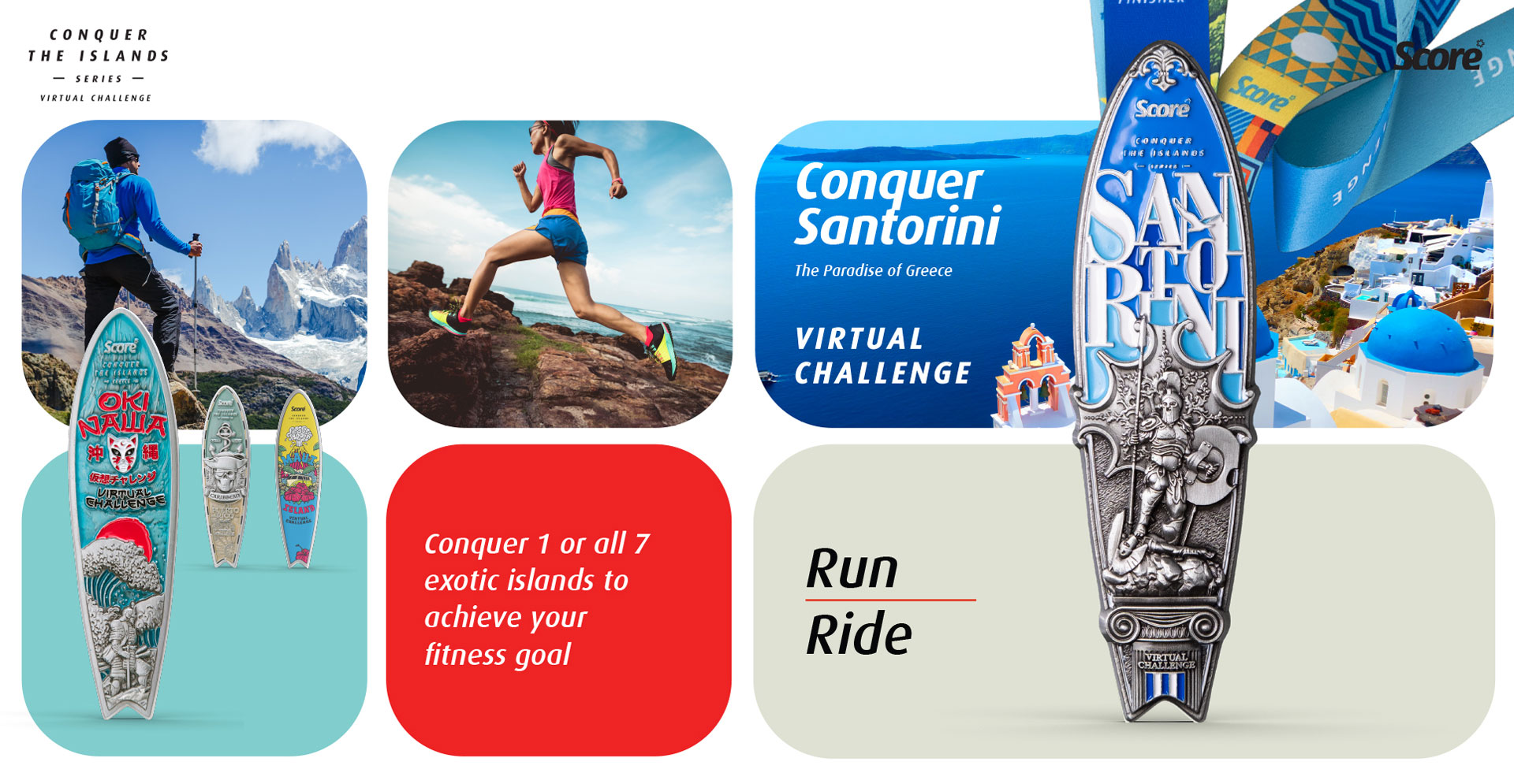 Logo of Conquer Santorini Virtual Challenge – Run / Ride 2022